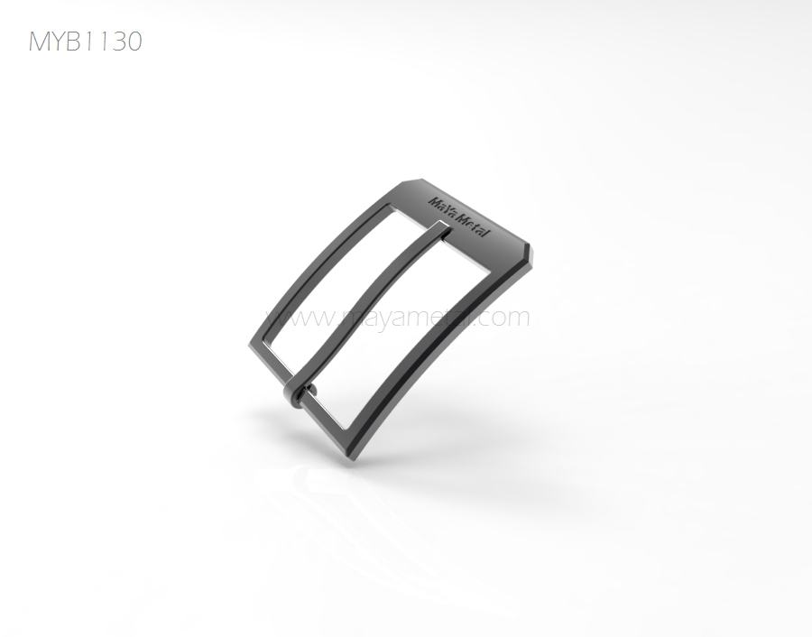 Gunmetal flat pin belt buckle with engraved logo