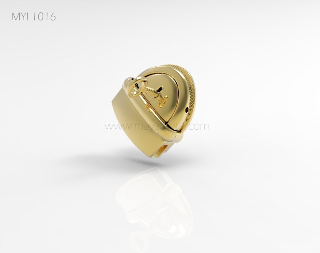 Gold Round Bag Lock with Key - MYL1016 by Maya Metal