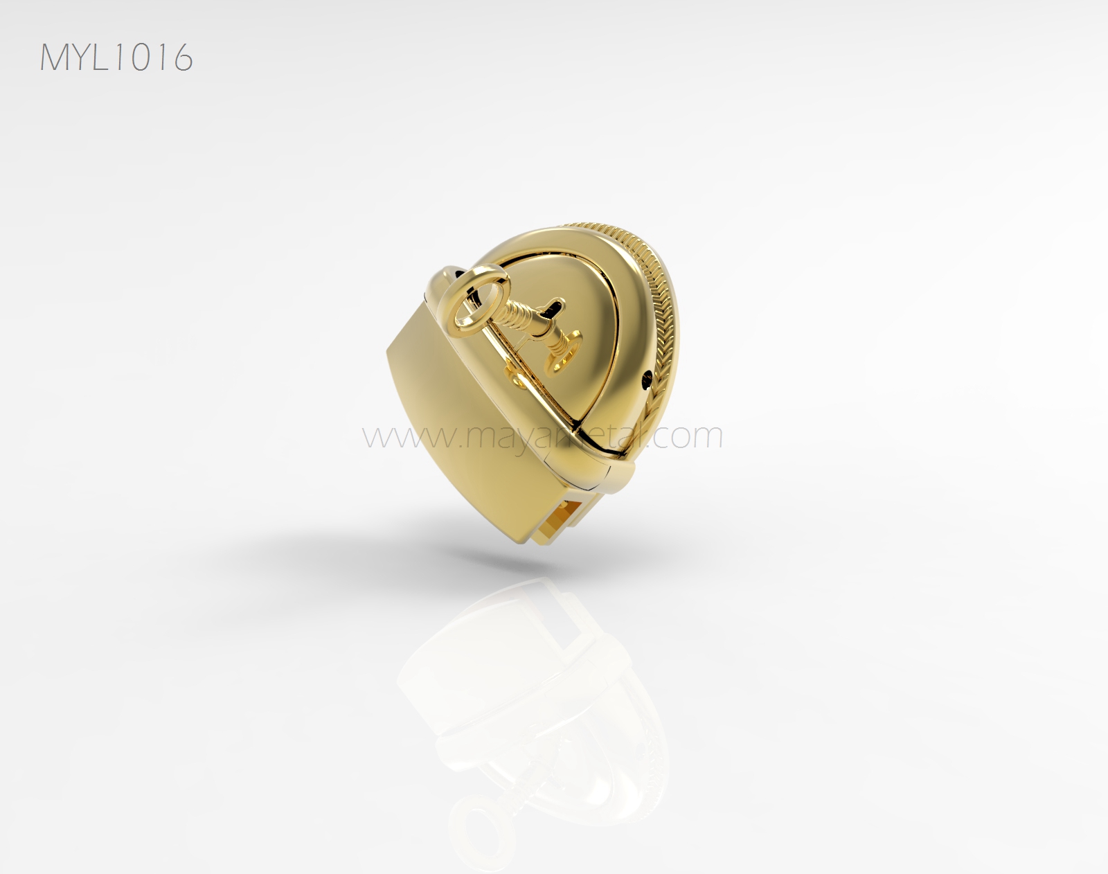 Gold round bag lock with key for briefcases