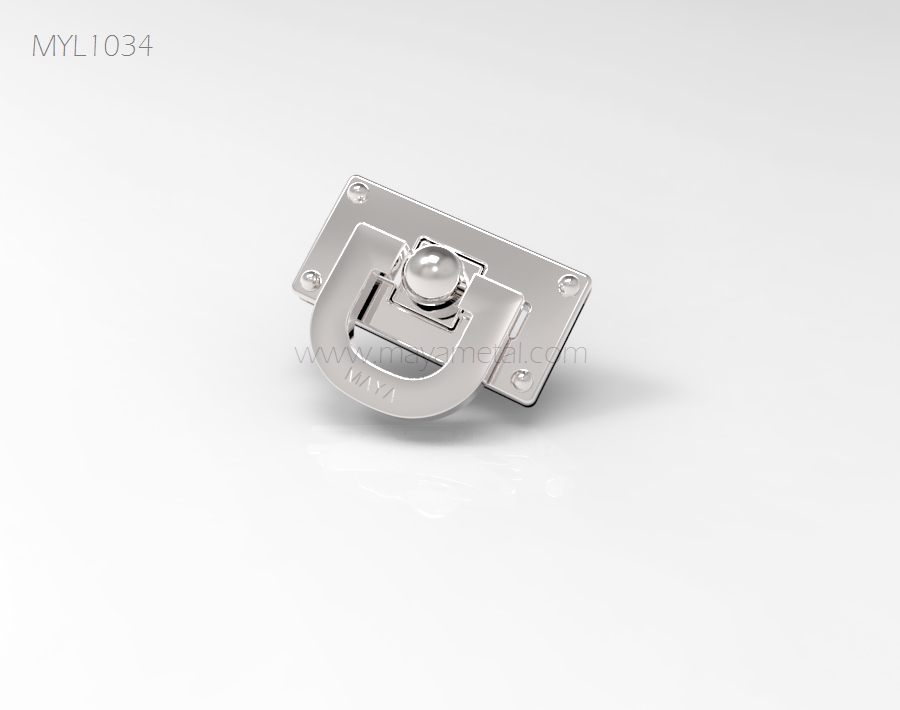 Silver stainless flip lock clasp with knob
