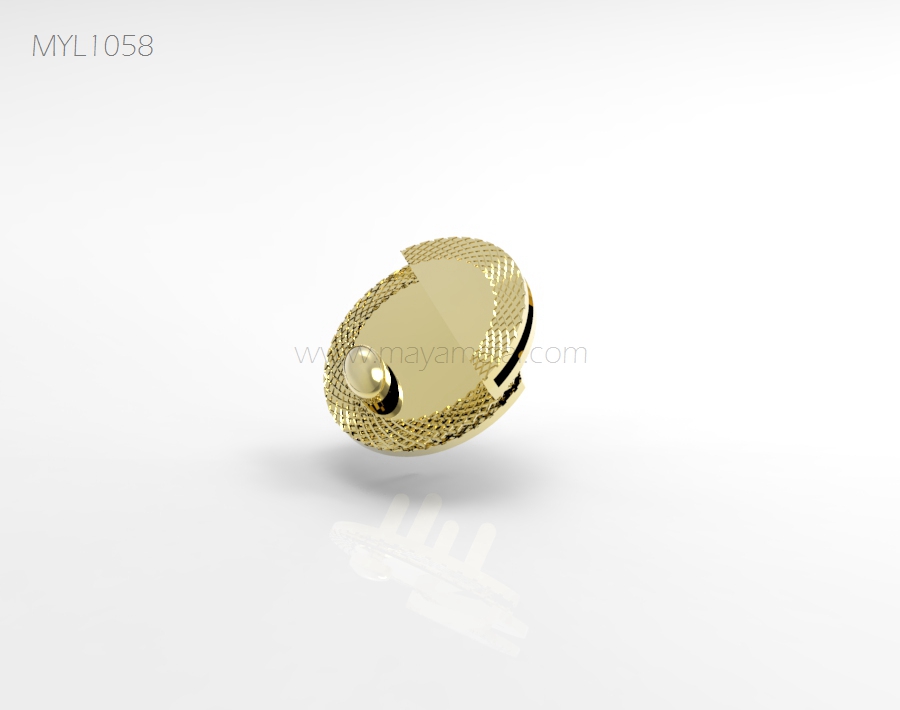 Gold round turn lock with knurled edge and polished finish