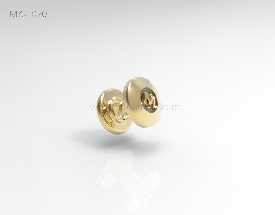 Gold screw-back button stud for leather goods