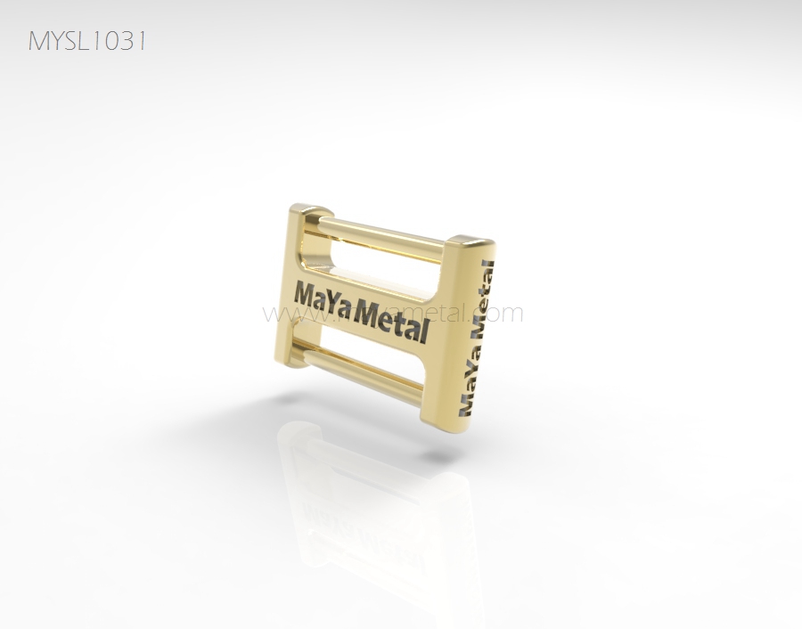 Gold Slider Buckle with Engraved Logo - MYSL1031 by Maya Metal