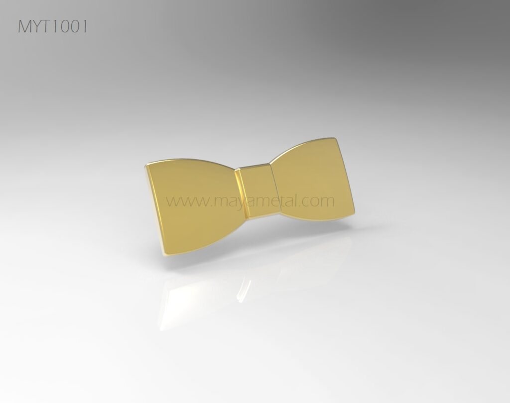 Custom Gold Bow-Shaped Metal Logo Tag for Handbags - MYT1001 by Maya Metal