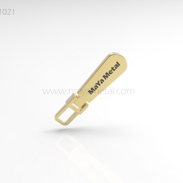 Gold Zipper Puller with Hook Clasp and Logo - MYZ1021 by Maya Metal