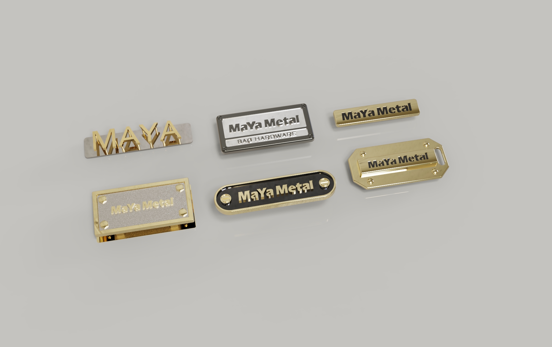 Custom metal logo tags and plates for OEM bag hardware