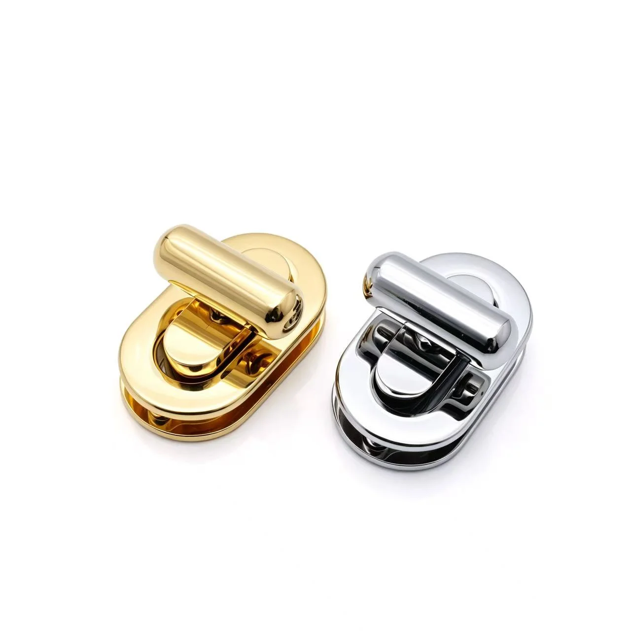 Custom polished brass handbag lock hardware